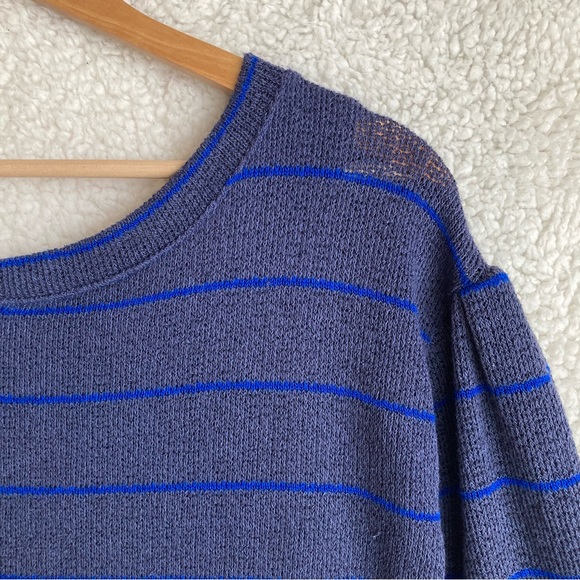 Anthropologie Postmark Latitudes navy royal blue striped peplum top sweater XS - Picture 6 of 16